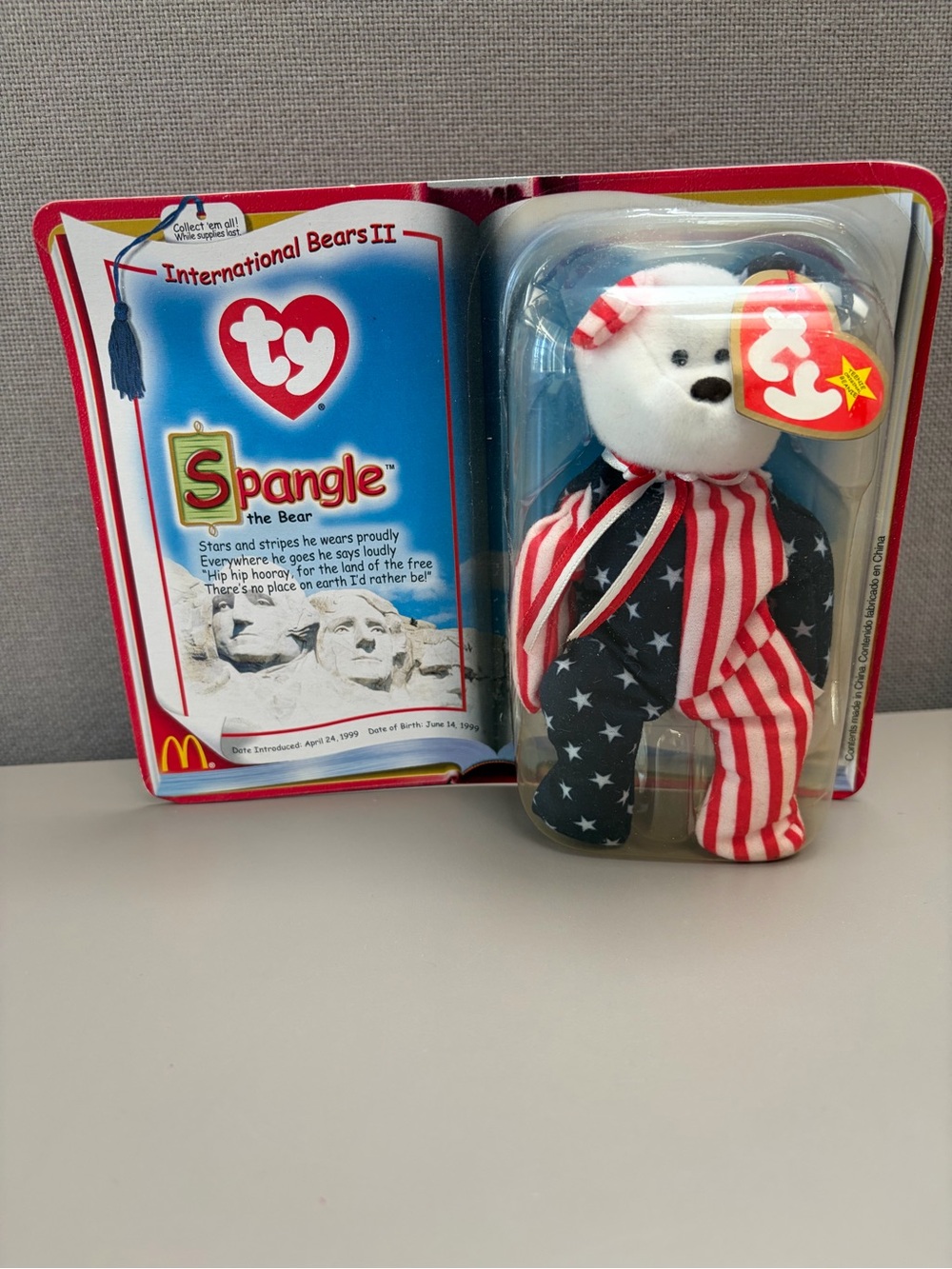 1999 Ty Beanie Baby 'Spangle' Patriotic Bear - Red White Blue